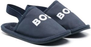 BOSS Kidswear logo-print slingback slippers Blue