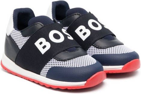 BOSS Kidswear logo-print strap-detail sneakers Blue