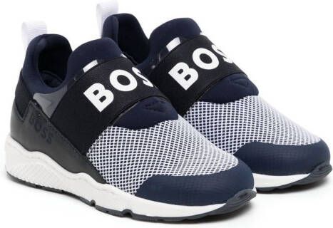 BOSS Kidswear logo-print strap sneakers Blue