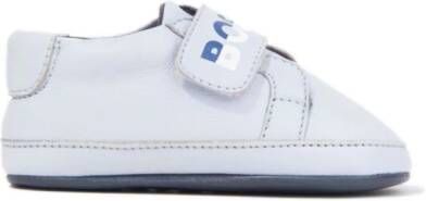 BOSS Kidswear logo-print touch-strap leather sneakers White