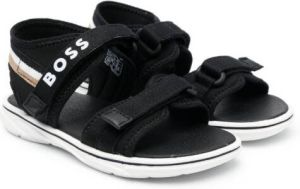 BOSS Kidswear logo-print touch-strap sandals Black