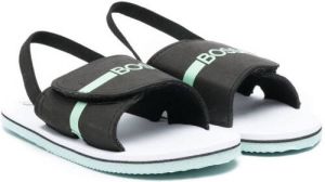 BOSS Kidswear logo-print touch-strap sandals Black