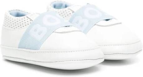 BOSS Kidswear logo-strap slip-on sneakers White