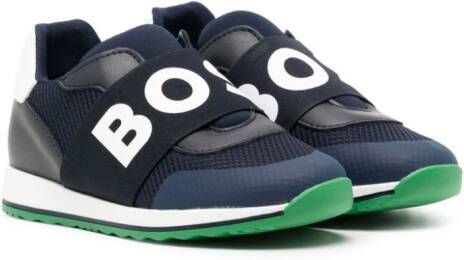 BOSS Kidswear logo-strap sneakers Blue