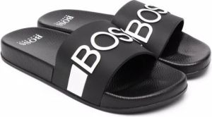 BOSS Kidswear logo-stripe slides Black