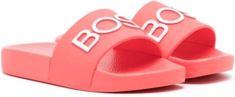 BOSS Kidswear slip-on logo-print slides Pink