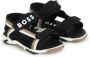 BOSS Kidswear stripe-detail touch-strap sandals Black - Thumbnail 1