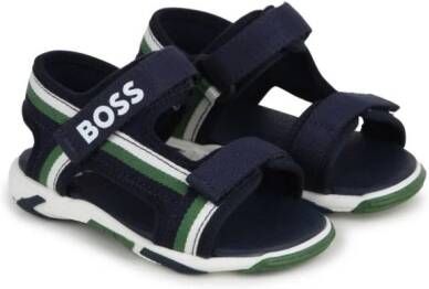 BOSS Kidswear stripe-detail touch-strap sandals Blue