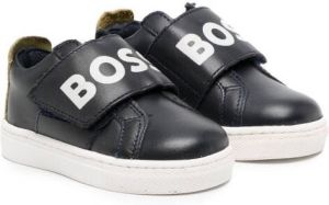 BOSS Kidswear touch-strap leather sneakers Blue