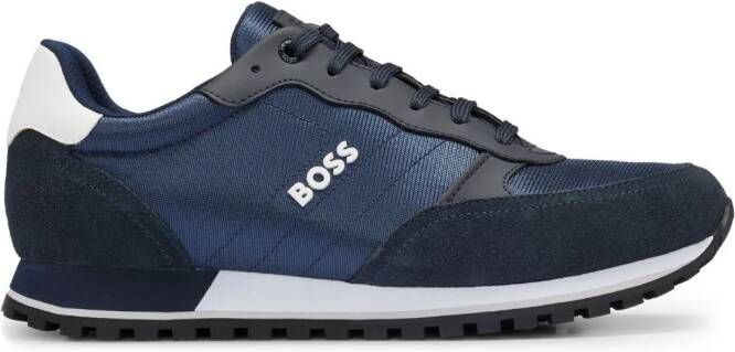 BOSS logo-appliqué panelled sneakers Blue