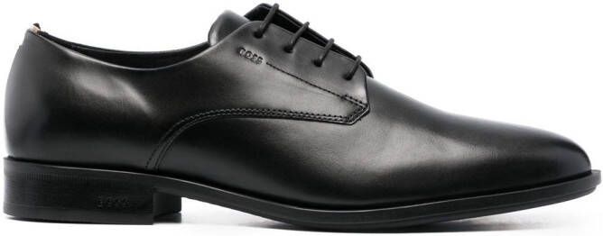 BOSS logo-em ed leather Derby shoes Black