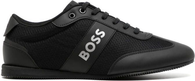 BOSS logo-print faux-leather sneakers Black