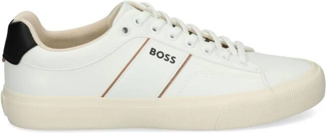 BOSS logo-print faux-leather sneakers White