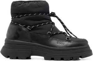 BOSS logo-print hiking boots Black