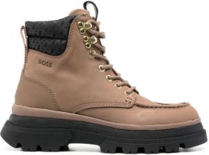 BOSS logo-print hiking boots Neutrals