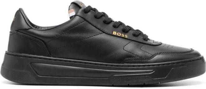 BOSS logo-print leather sneakers Black