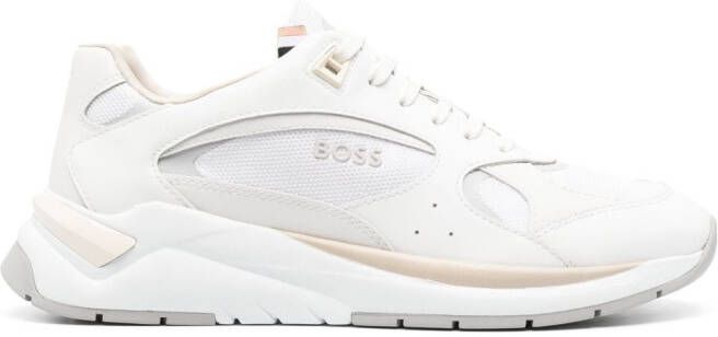 BOSS logo-print panelled sneakers White