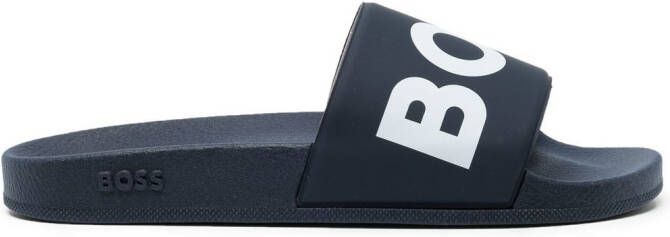 BOSS logo-print sliders Blue