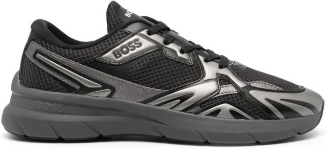 BOSS metallic-trim mesh sneakers Black