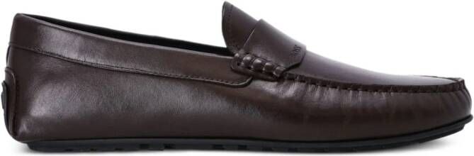 BOSS Noel logo-de ed leather loafers Brown