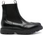 BOSS panelled leather ankle boots Black - Thumbnail 1