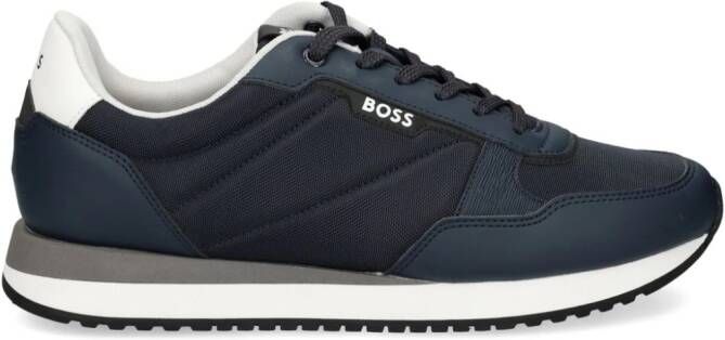 BOSS panelled logo-print sneakers Blue