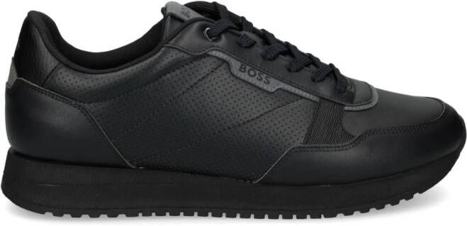 BOSS panelled perforated sneakers Black