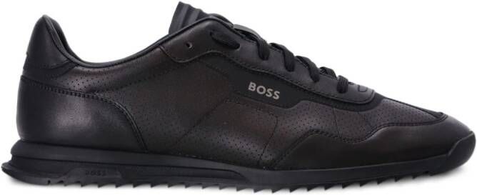BOSS perforated low-top leather sneakers Black