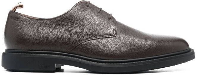 BOSS textured leather derby shoes Brown