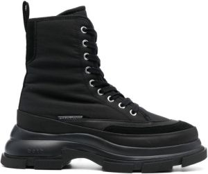Both Gao logo-tape combat boots Black