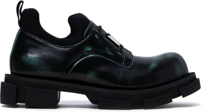 Both logo-plaque lace-up shoes BLACK OXI GREEN