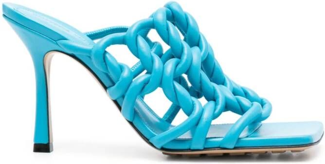 Bottega Veneta 100mm twisted interwoven leather sandals Blue