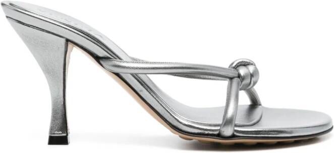 Bottega Veneta 85mm Blink metallic leather sandals Silver