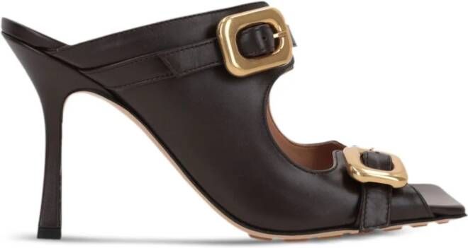 Bottega Veneta 90mm buckle leather heels Brown