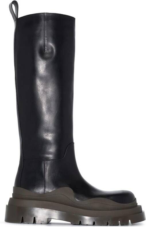 Bottega Veneta BV Tire knee-high leather boots Black