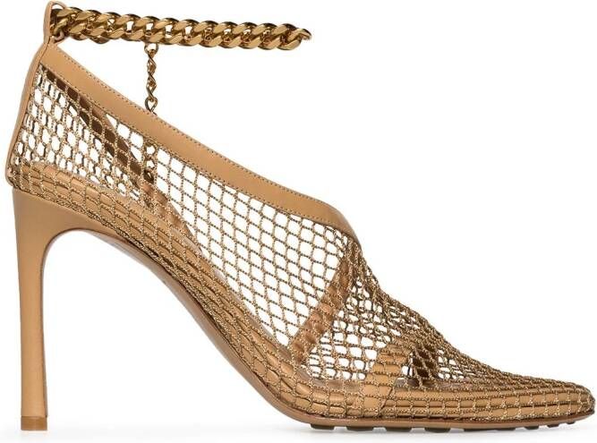 Bottega Veneta chain-trimmed 100mm mesh sandals Neutrals