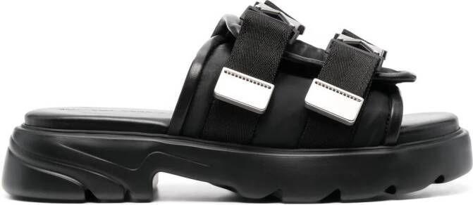 Bottega Veneta double-buckle leather slides Black