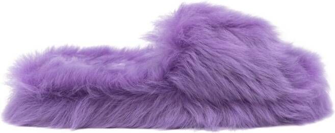 Bottega Veneta faux-fur slippers Purple