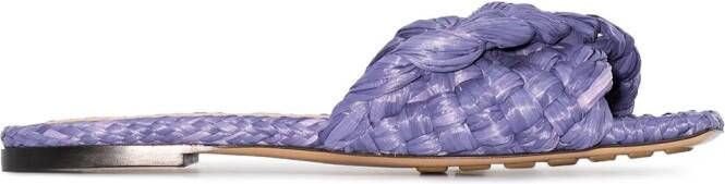 Bottega Veneta Intrecciato square toe slide sandals Purple