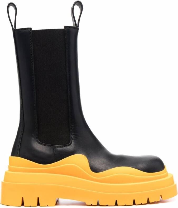 Bottega Veneta ridged-sole round-toe boots Black