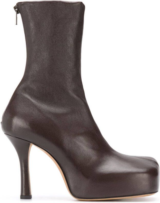 Bottega Veneta square-toe ankle boots Brown