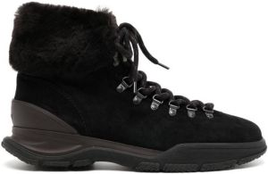 Brioni fur-trim lace-up boots Black