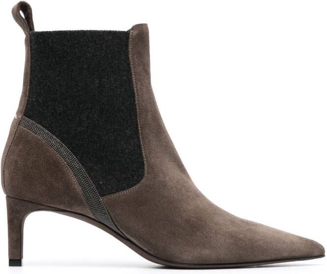 Brunello Cucinelli 60mm suede ankle boots Brown