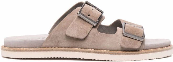 Brunello Cucinelli buckled suede sandals Neutrals