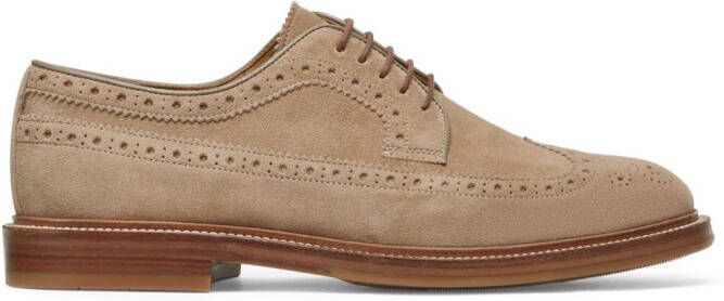 Brunello Cucinelli decorative-stitching leather shoes Neutrals