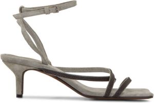 Brunello Cucinelli embellished suede sandals Grey