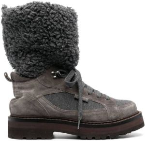 Brunello Cucinelli faux-fur detail hiking boots Grey