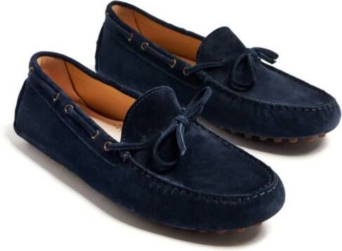 Brunello Cucinelli Kids bow-detail calf suede loafers Blue