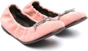 Brunello Cucinelli Kids bow-detail flat ballerinas Pink