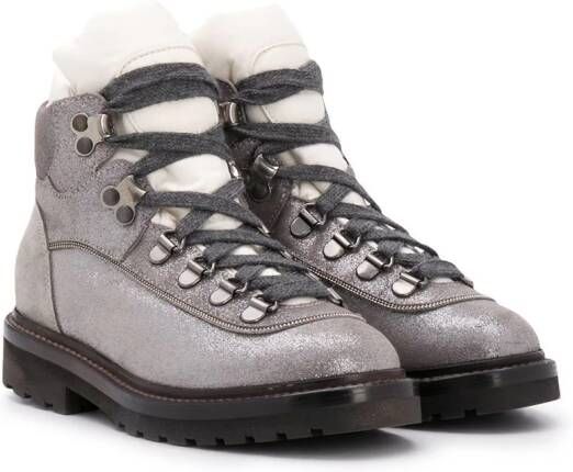 Brunello Cucinelli Kids colour-block leather boots Silver